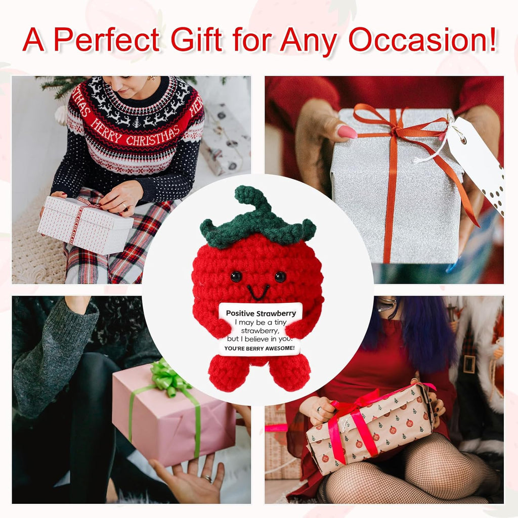 Positive Penguin, Mini Funny Knitted Penguin Toy Cute Positive Crochet Animals Potato Doll with Encouragement Card Gift for Kids Girls Boys Women Friends Birthday Party Decoration