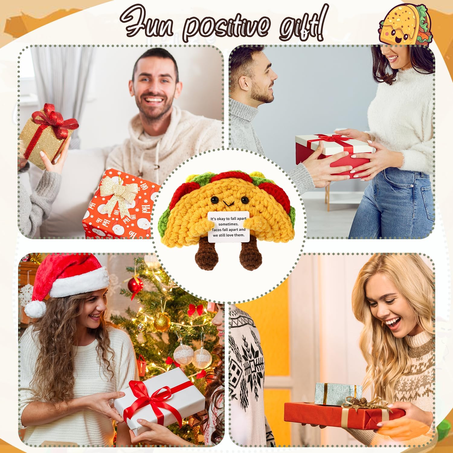 Positive Penguin, Mini Funny Knitted Penguin Toy Cute Positive Crochet Animals Potato Doll with Encouragement Card Gift for Kids Girls Boys Women Friends Birthday Party Decoration