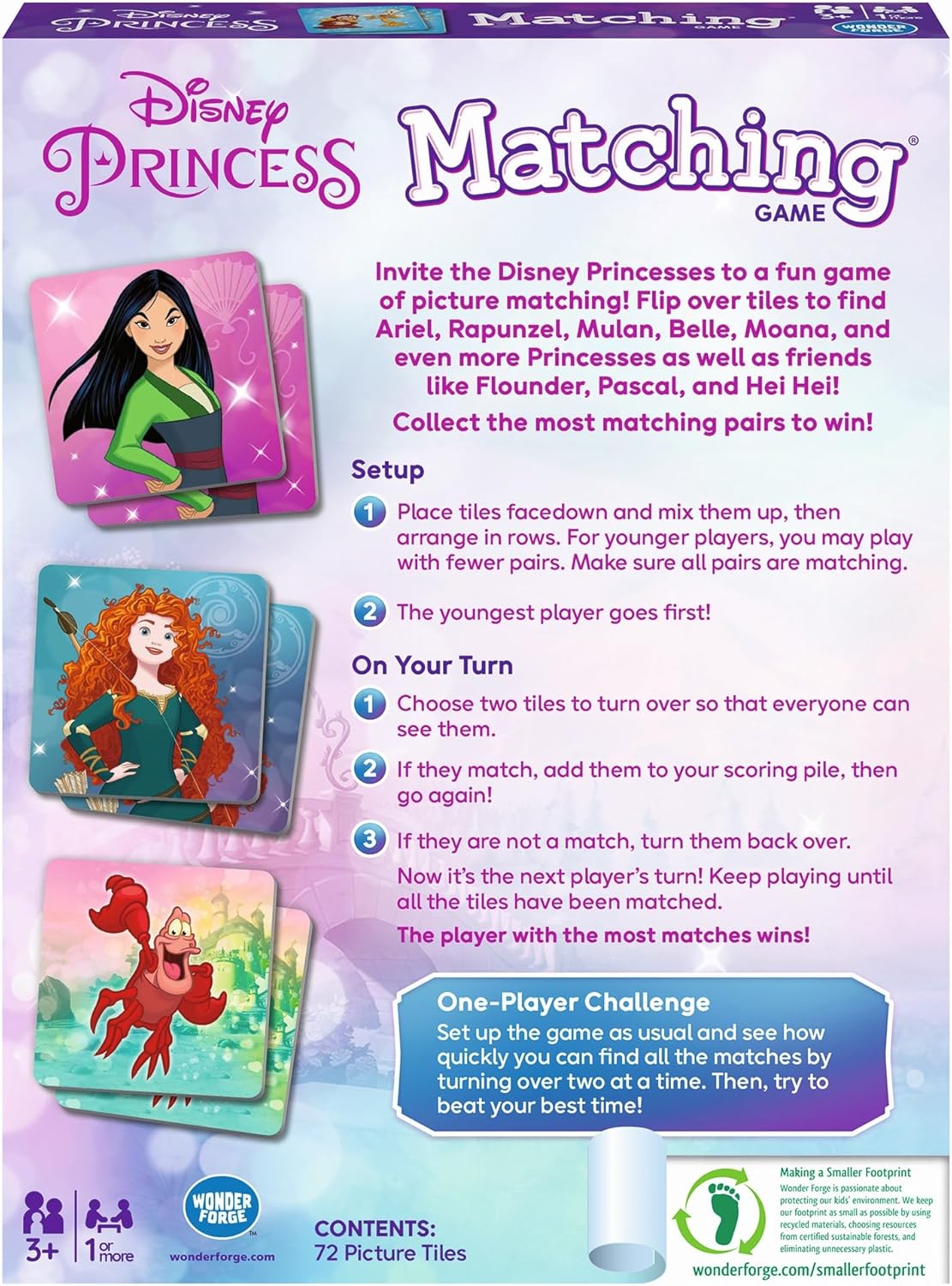 Wonder Forge Disney Princess Matching Game – Fun Memory Game for Kids Ages 3 and Up – Toddler Learning Toy Featuring Belle, Ariel, and Elsa and more Disney Princesses - Packaging May Vary