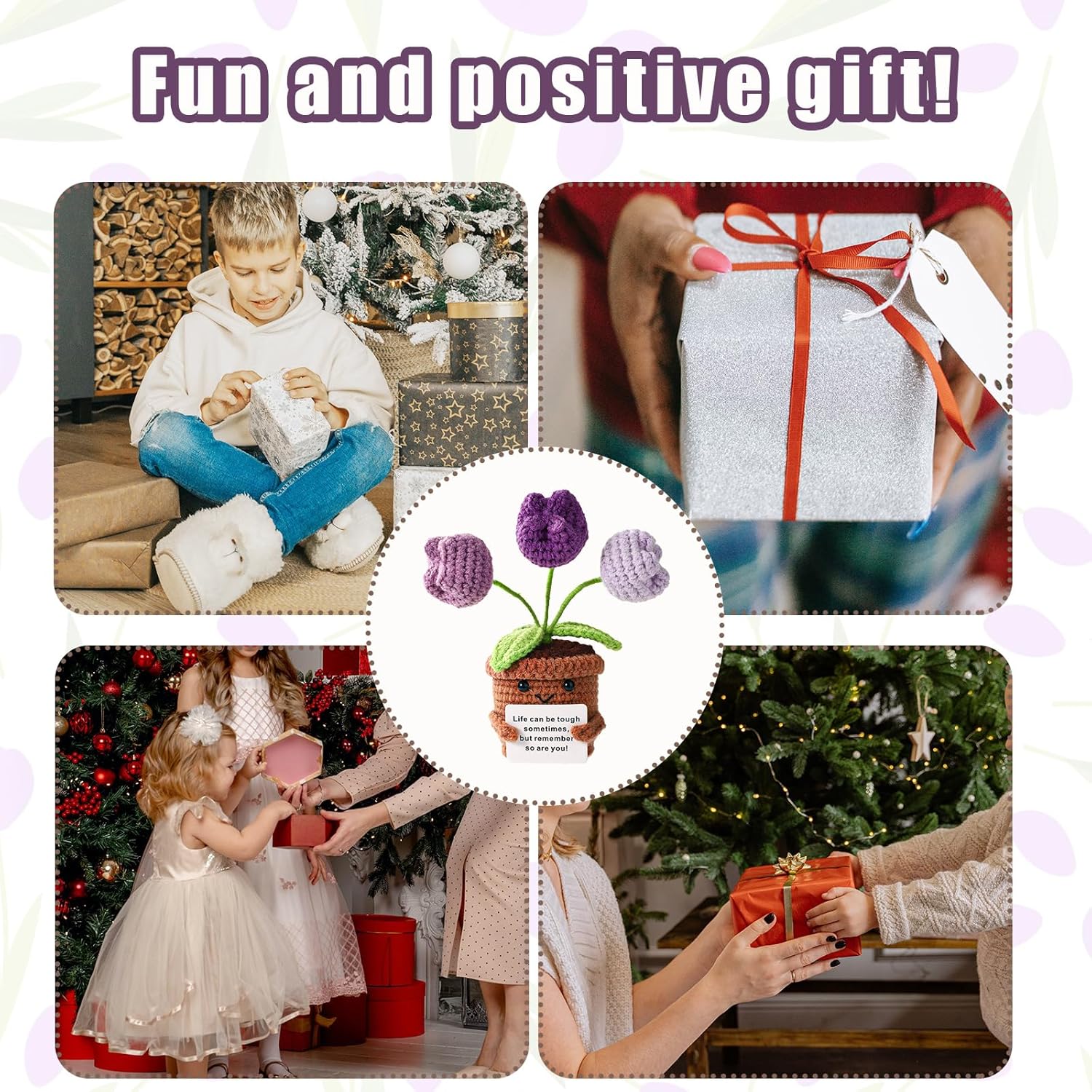 Positive Penguin, Mini Funny Knitted Penguin Toy Cute Positive Crochet Animals Potato Doll with Encouragement Card Gift for Kids Girls Boys Women Friends Birthday Party Decoration