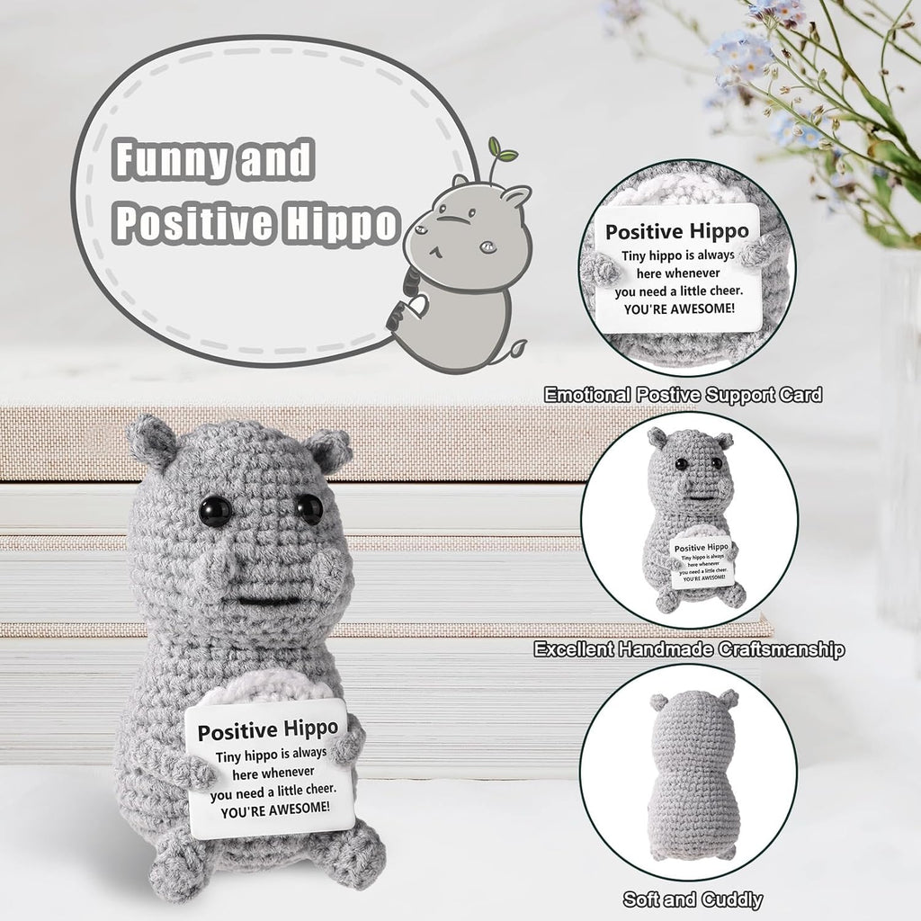 Positive Penguin, Mini Funny Knitted Penguin Toy Cute Positive Crochet Animals Potato Doll with Encouragement Card Gift for Kids Girls Boys Women Friends Birthday Party Decoration