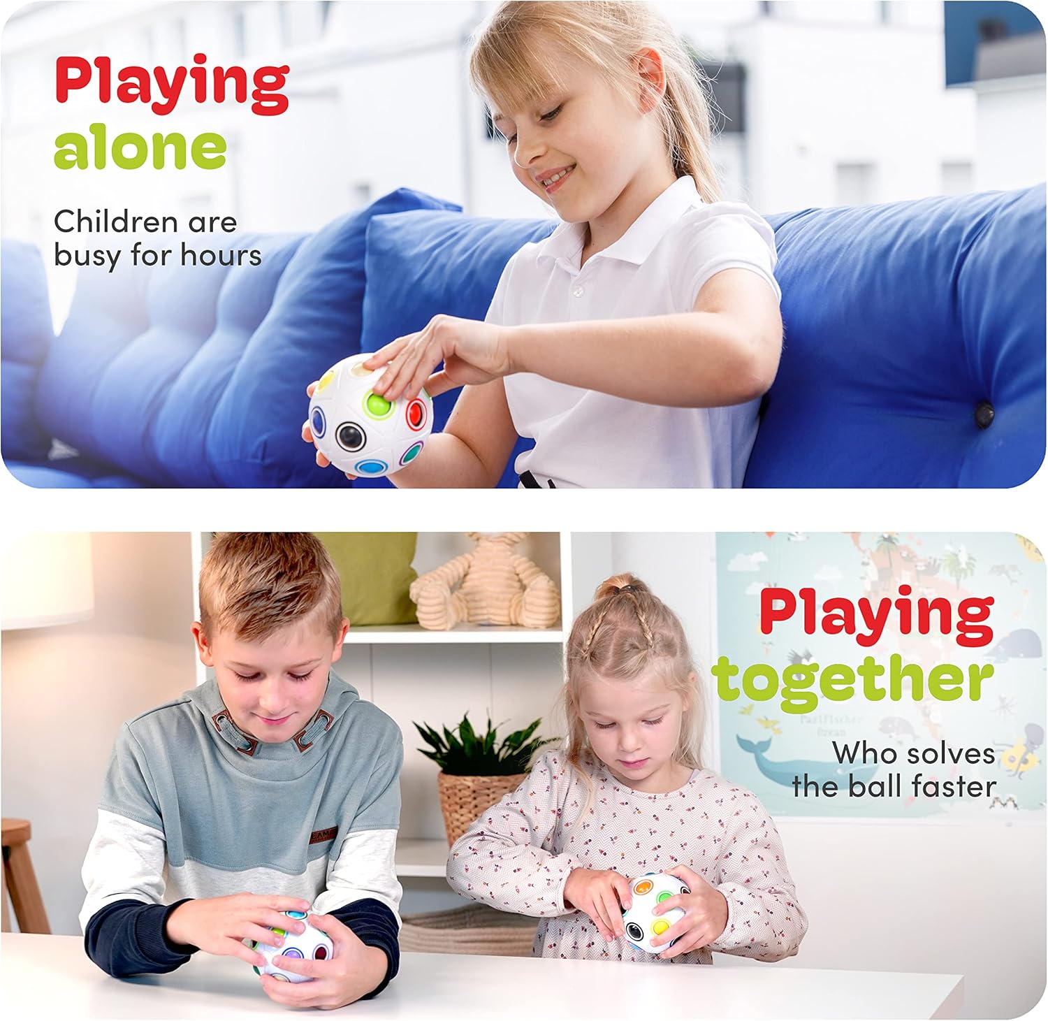 CUBIDI® Original Rainbow Puzzle Ball I Brain Teasers for Kids Ages 6-10 I for Boys and Girls 6+ Years