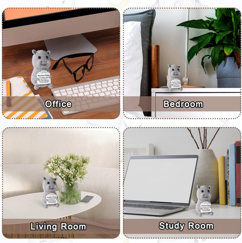 Positive Penguin, Mini Funny Knitted Penguin Toy Cute Positive Crochet Animals Potato Doll with Encouragement Card Gift for Kids Girls Boys Women Friends Birthday Party Decoration